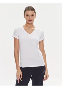 EA7 Emporio Armani T-Shirt 3DTT01 TJFKZ 1100 Biały Slim Fit. Kolor: biały. Materiał: bawełna