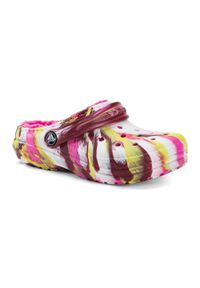 Klapki dziecięce Crocs Classic Lined Marbled Clog electric. Kolor: różowy