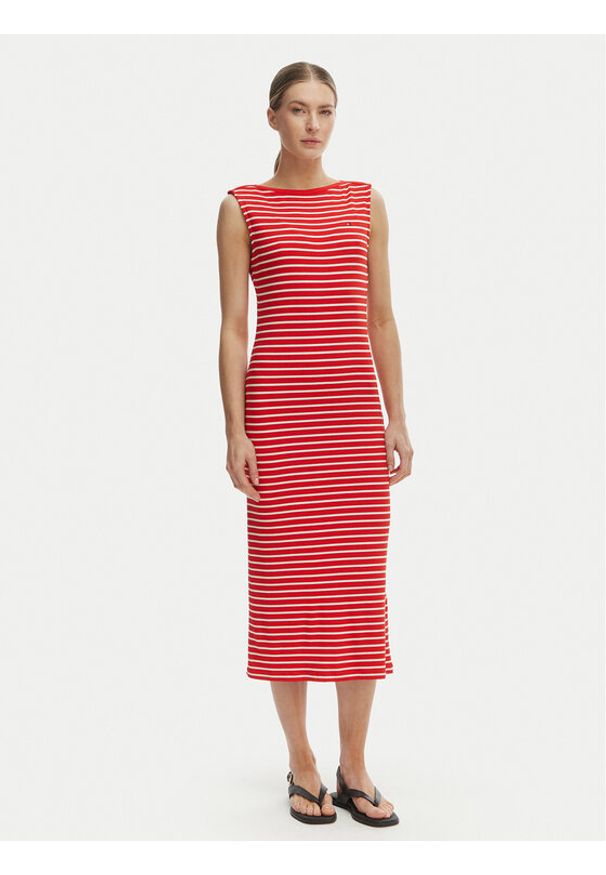 TOMMY HILFIGER - Tommy Hilfiger Sukienka codzienna WW0WW49311 Czerwony Slim Fit. Okazja: na co dzień. Kolor: czerwony. Materiał: wiskoza. Typ sukienki: proste. Styl: casual