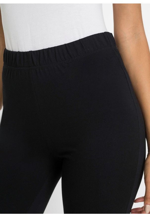 bonprix - Legginsy rybaczki z bawełną organiczną. Kolor: czarny. Materiał: bawełna, koronka. Wzór: koronka. Styl: elegancki