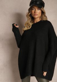 Renee - Czarny Casualowy Sweter Oversize Allethia. Okazja: na co dzień. Kolor: czarny. Długość rękawa: długi rękaw. Długość: długie. Styl: casual #5