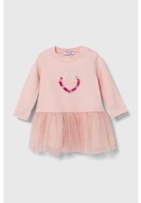 Pinko Up sukienka niemowlęca kolor różowy mini rozkloszowana. Kolor: różowy. Materiał: dzianina. Długość rękawa: długi rękaw. Typ sukienki: rozkloszowane. Styl: klasyczny. Długość: mini