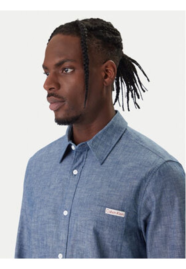 Calvin Klein Jeans Koszula Chambray Classic LV04RF109G Granatowy Regular Fit. Kolor: niebieski. Materiał: bawełna
