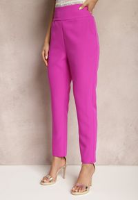Renee - Fuksjowe Materiałowe Spodnie Regular Pivolia. Kolor: różowy. Materiał: materiał #3