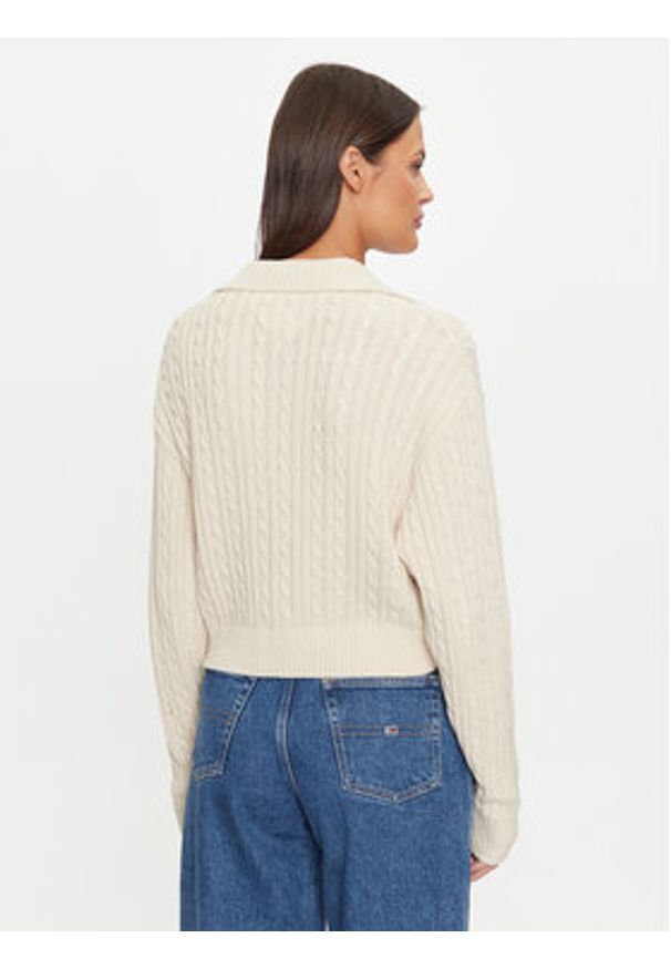 Tommy Jeans Sweter Rugby DW0DW18680 Beżowy Regular Fit. Kolor: beżowy. Materiał: bawełna