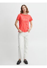 Fransa T-Shirt 20611797 Koralowy Regular Fit. Kolor: pomarańczowy. Materiał: bawełna