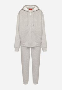 Born2be - Szary Komplet Dresowy Rozpinana Bluza i Spodnie Joggery z Bawełną Anarrise. Kolor: szary. Materiał: dresówka, bawełna #3
