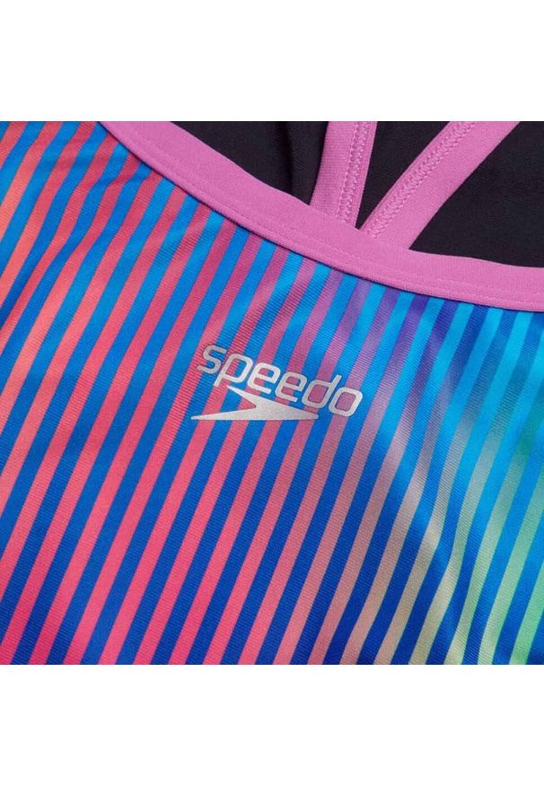 Strój kąpielowy jednoczęściowy damski na basen Speedo Placement. Kolor: wielokolorowy, różowy, niebieski