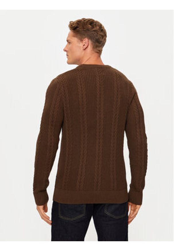 Jack & Jones Sweter 12261436 Brązowy Regular Fit. Kolor: brązowy. Materiał: syntetyk, bawełna