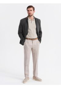 Ombre Clothing - Melanżowa marynarka męska z dodatkiem rayonu ze stójką – czarny melanż V5 - Rozmiar: XXL. Okazja: na co dzień. Typ kołnierza: kołnierzyk stójkowy. Kolor: czarny. Materiał: tkanina, skóra, zamsz, poliester, materiał. Wzór: melanż. Styl: klasyczny, casual