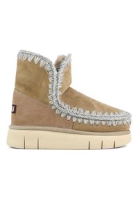 Mou - MOU Eskimo 18 bounce Śniegowce damskie Śniegowce damskie. Okazja: na spacer. Kolor: brązowy. Materiał: wełna, zamsz. Szerokość cholewki: normalna. Sezon: zima #1