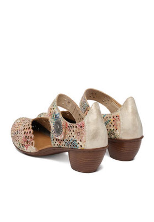 Rieker Półbuty 43753-91 Beżowy. Kolor: beżowy. Materiał: zamsz, skóra