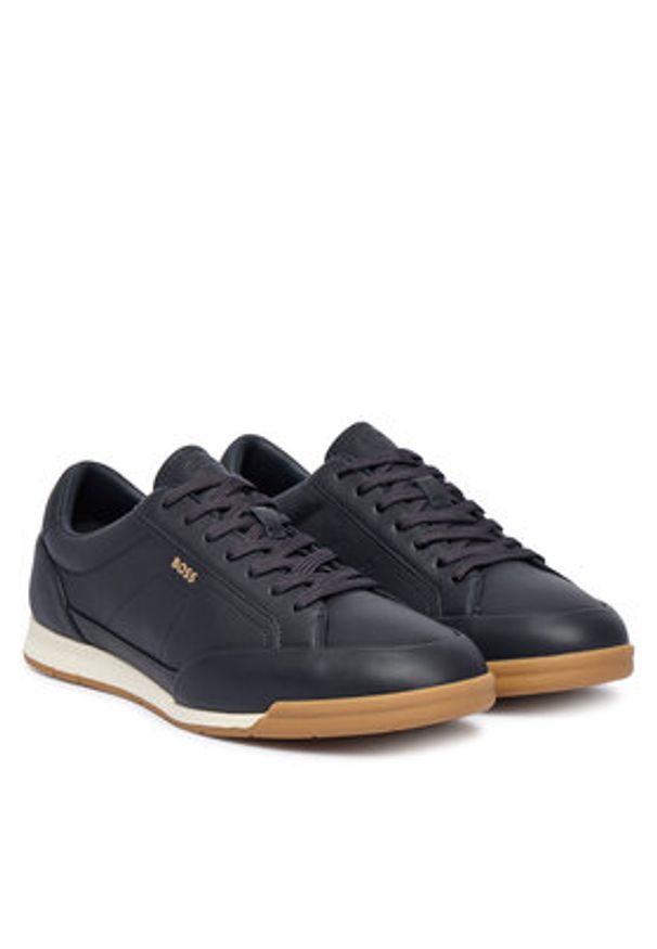 BOSS Sneakersy Nitan 50568493 Granatowy. Kolor: niebieski. Materiał: skóra