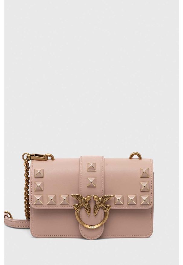 Pinko torebka skórzana kolor różowy. Kolor: beżowy. Materiał: skórzane