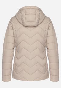 Born2be - Ciemnobeżowa Kurtka z Odpinanym Kapturem Pikowana Ariobia. Kolor: beżowy #6