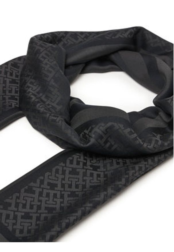 TOMMY HILFIGER - Tommy Hilfiger Szal Th Monogram Scarf AW0AW18273 Czarny. Kolor: czarny. Materiał: materiał
