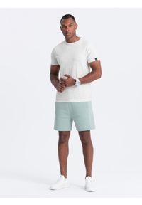 Ombre Clothing - T-shirt męski z ozdobnym efektem confetti - kremowy V1. Okazja: na co dzień. Kolor: kremowy. Materiał: bawełna. Wzór: jednolity. Styl: casual #4