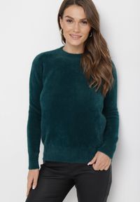 Born2be - Ciemnozielony Puchaty Sweter Wełniany Helmintts. Kolor: zielony. Materiał: wełna. Długość rękawa: długi rękaw. Długość: długie #4