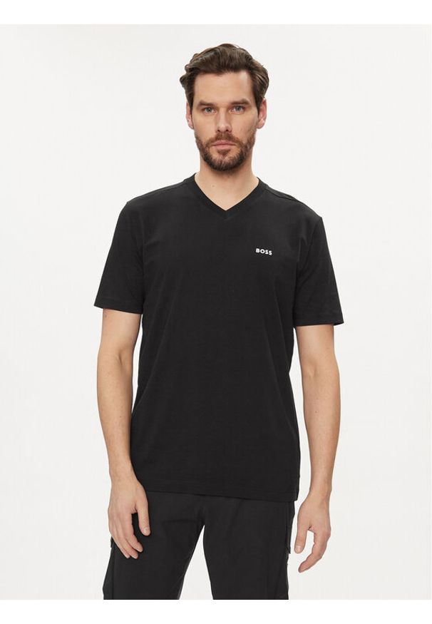 BOSS - Boss T-Shirt Tee V 50506347 Czarny Regular Fit. Kolor: czarny. Materiał: bawełna