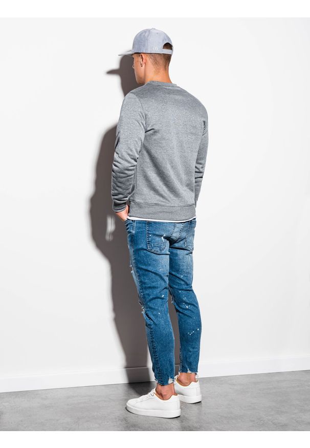 Ombre Clothing - Bluza męska bez kaptura B978 - szary melanż - XXL. Okazja: na co dzień. Typ kołnierza: bez kaptura. Kolor: szary. Materiał: poliester, materiał, bawełna. Wzór: melanż. Styl: klasyczny, casual