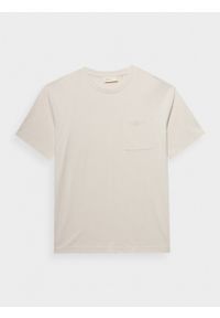 outhorn - T-shirt gładki męski - kremowy. Okazja: na co dzień. Kolor: kremowy. Materiał: bawełna, dzianina. Wzór: gładki. Styl: casual #1