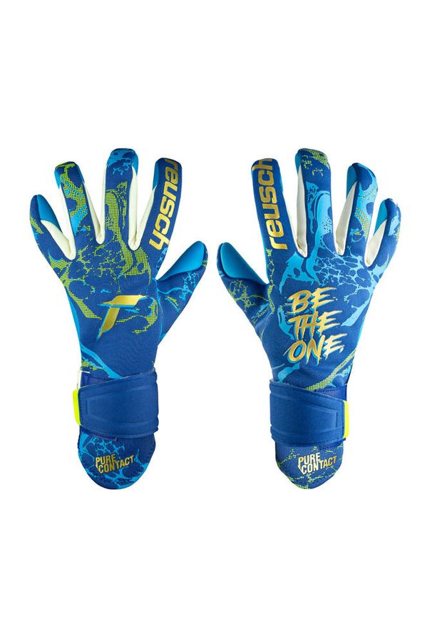 Rękawice bramkarskie Reusch Pure Contact Aqua. Kolor: niebieski, wielokolorowy, żółty. Sport: piłka nożna