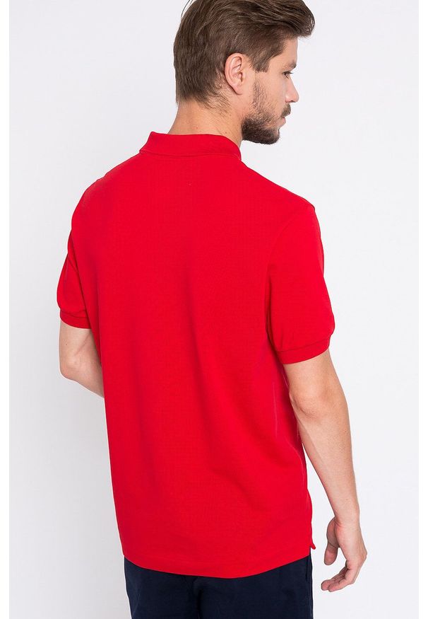 Lacoste - T-shirt. Okazja: na co dzień. Kolor: czerwony. Materiał: dzianina. Wzór: gładki. Styl: casual