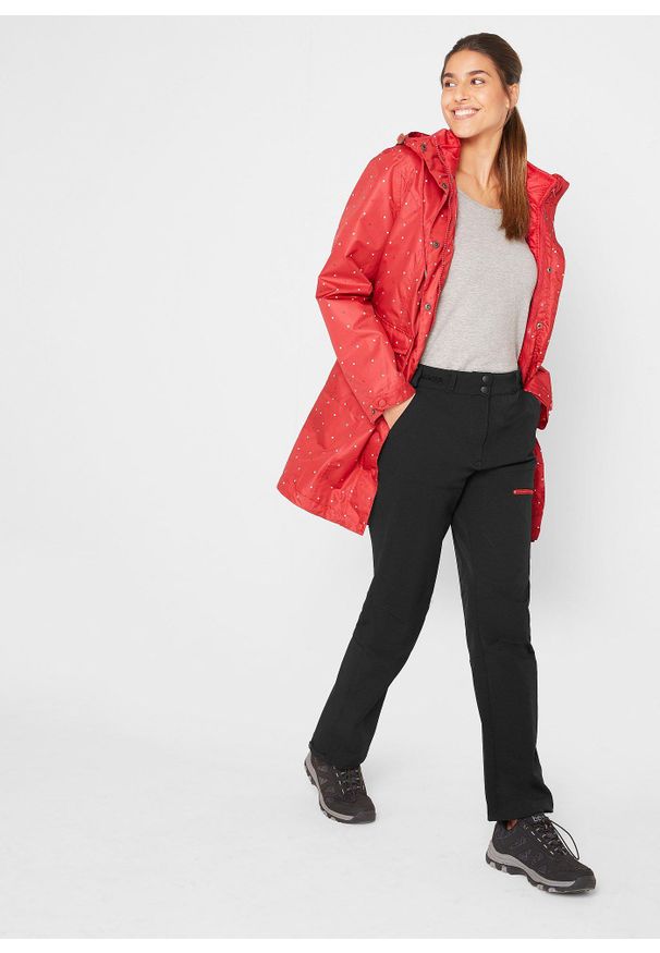 bonprix - Spodnie softshell ze stretchem, z kieszeniami, hydrofobowe. Kolor: czarny. Materiał: materiał, softshell