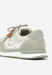 Born2be - Zielone Sneakersy z Geometrycznym Wzorem Prisnore. Okazja: na co dzień. Kolor: zielony. Materiał: jeans. Wzór: geometria #7