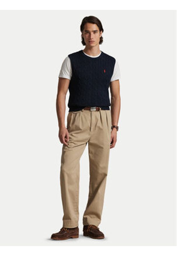 Polo Ralph Lauren Sweter 710979113002 Granatowy Regular Fit. Typ kołnierza: polo. Kolor: niebieski. Materiał: bawełna