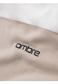 Ombre Clothing - Męska bawełniana bluza z kapturem z kontrastującymi elementami - biała V1 OM-SSNZ-0225 - XXL. Okazja: na co dzień. Typ kołnierza: kaptur. Kolor: biały. Materiał: bawełna. Wzór: napisy. Styl: sportowy, casual #3