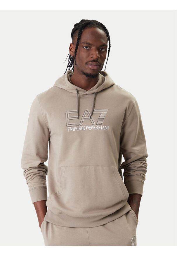 EA7 Emporio Armani Bluza 7M001313 AF13512 U6167 Beżowy Regular Fit. Kolor: beżowy. Materiał: bawełna