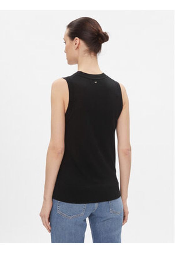 TOMMY HILFIGER - Tommy Hilfiger Sweter Md Lyocell Silk Blend Vest WW0WW40980 Czarny Regular Fit. Kolor: czarny. Materiał: wiskoza