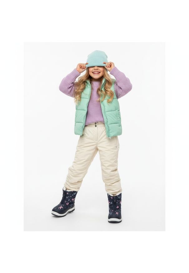 Big-Star - Granatowe Śniegowce Big Star Ocieplane Buty Dziecięce. Kolor: niebieski. Materiał: syntetyk, materiał, futro. Szerokość cholewki: normalna. Wzór: kolorowy, aplikacja. Sezon: zima