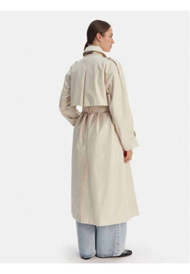 TOMMY HILFIGER - Tommy Hilfiger Trencz WW0WW50627 Écru Oversize. Kolor: kremowy. Materiał: bawełna