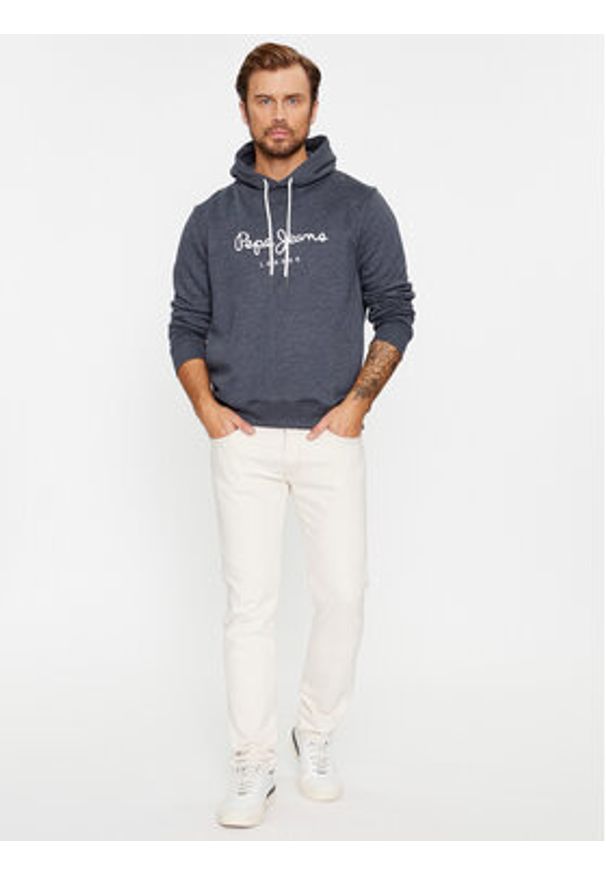 Pepe Jeans Bluza Nouvel Hoodie PM582521 Granatowy Regular Fit. Kolor: niebieski. Materiał: bawełna, syntetyk