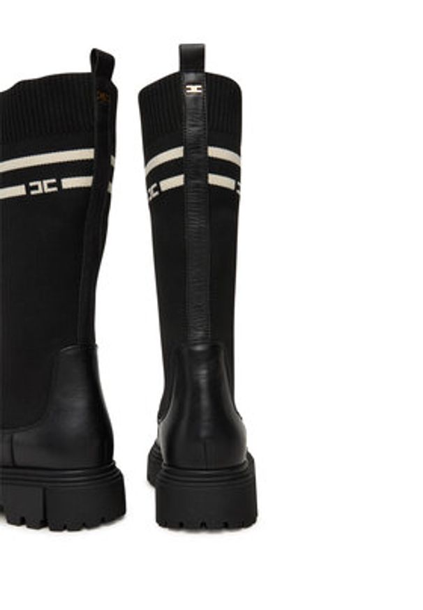 Elisabetta Franchi Kozaki Boot F4A6-E0427-1316 Czarny. Kolor: czarny. Materiał: skóra