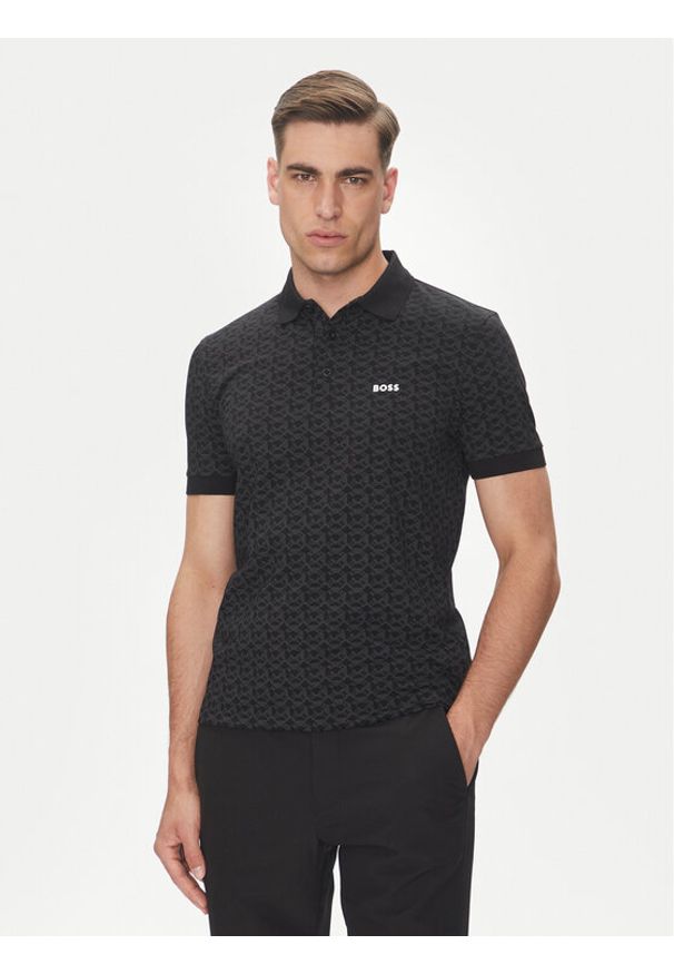 BOSS Polo Paddy Striped C 50540719 Czarny Regular Fit. Typ kołnierza: polo. Kolor: czarny. Materiał: bawełna
