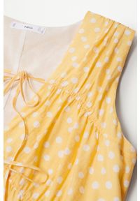 mango - Mango Sukienka MINA kolor żółty mini rozkloszowana. Kolor: żółty. Materiał: włókno, materiał. Długość rękawa: na ramiączkach. Typ sukienki: rozkloszowane. Długość: mini #4