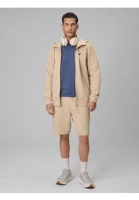 4f - 4F Spodenki dresowe męskie - beżowe S. Kolor: beżowy. Materiał: dresówka. Sport: turystyka piesza, fitness #1