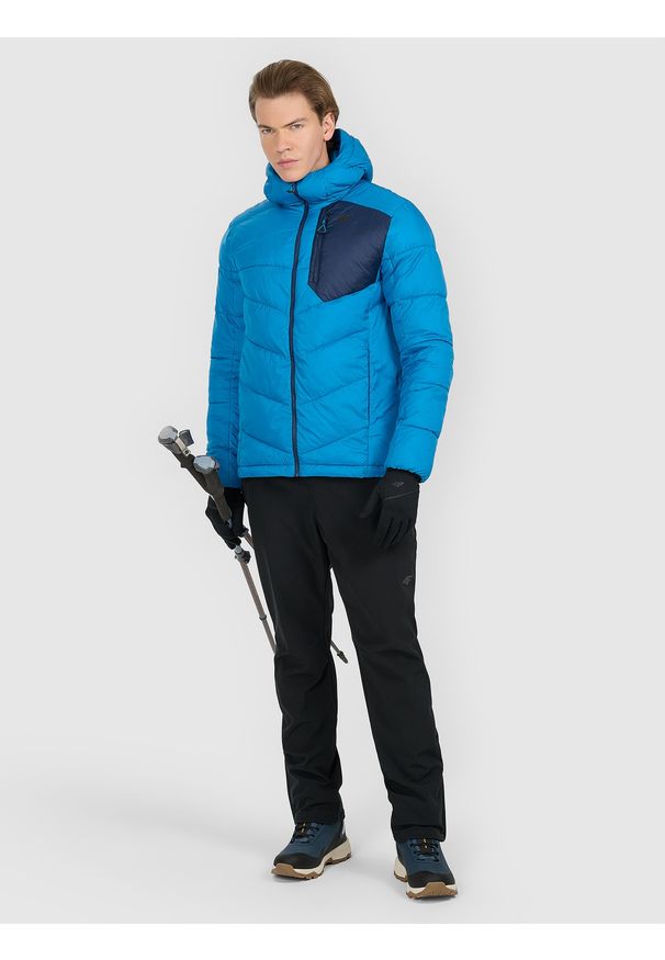 4f - 4F Kurtka puchowa trekkingowa z wypełnieniem Primaloft Silver męska - granatowa M. Kolor: niebieski. Materiał: puch. Technologia: Primaloft. Sport: wspinaczka, turystyka piesza
