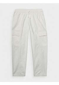 outhorn - Spodnie tkaninowe cargo męskie - kremowe. Kolor: kremowy. Materiał: tkanina #10