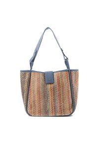 Torebka 2 w 1 damska Rieker, z plecionego materiału tekstylnego z elementami materiału syntetycznego o sztywnej formie z długimi uchwytami do noszeni. Sezon: wiosna, lato. Styl: casual, elegancki, boho #2