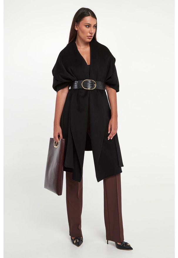 Elisabetta Franchi - Płaszcz ponczo damski wełniany ELISABETTA FRANCHI. Materiał: wełna