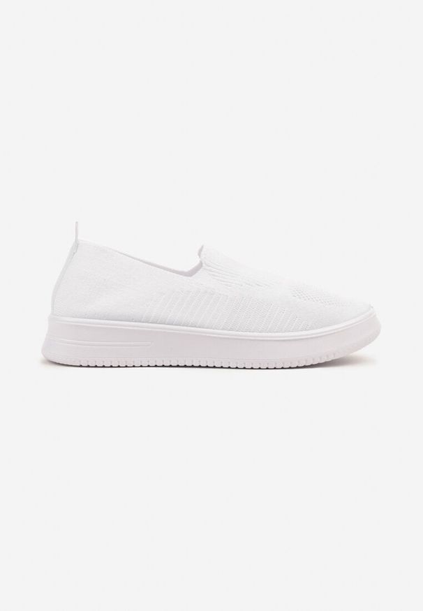 Born2be - Białe Tenisówki z Elastyczną Cholewką Eranila. Okazja: na spacer, na co dzień. Kolor: biały. Materiał: jeans. Szerokość cholewki: normalna. Styl: casual
