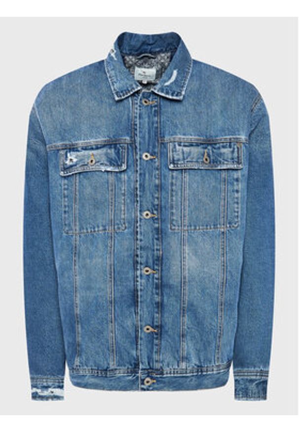 Pepe Jeans Kurtka jeansowa Young Bandana PM402673 Niebieski Regular Fit. Kolor: niebieski. Materiał: bawełna