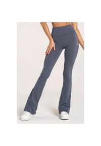 GYM GLAMOUR - Spodnie fitness damskie Gym Glamour dzwony. Kolor: niebieski. Sport: fitness