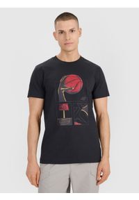 4f - 4F T-shirt oversize z nadrukiem męski - czarny XXL. Okazja: na co dzień. Kolor: czarny. Materiał: bawełna, materiał, jersey. Długość rękawa: krótki rękaw. Długość: krótkie. Wzór: nadruk. Styl: klasyczny, sportowy, casual