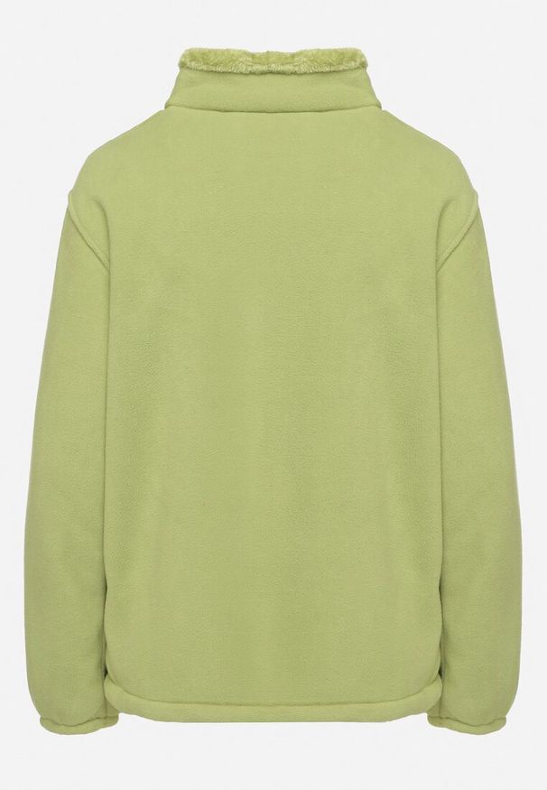 Born2be - Jasnozielony Klasyczny Polar ze Ściągaczami przy Rękawach Paradi. Okazja: na co dzień, do pracy. Kolor: zielony. Materiał: polar. Długość rękawa: długi rękaw. Długość: długie. Styl: klasyczny