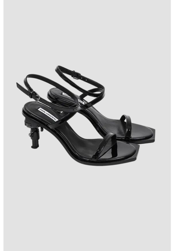 Karl Lagerfeld - KARL LAGERFELD Czarne damskie sandały KARL NFT HEEL, Rozmiar 38. Kolor: czarny. Obcas: na obcasie. Wysokość obcasa: średni